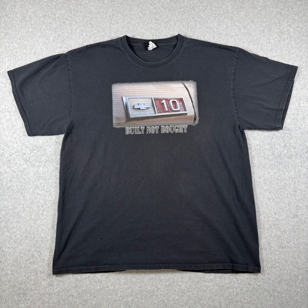 Port & Company T-Shirt Men Black Chevrolet C10 Built Not Bought Graphic Tee XL